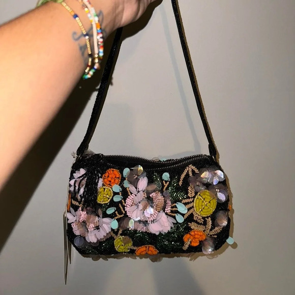 Zara Handbags - New with tags TJ MAXX Marshall’s viral beaded shoulder bag floral bead sequin